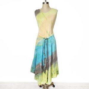 Vintage 90s Tie Dye Fairy Festival Boho Dress Barbara Lesser